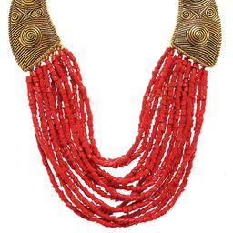 Bamboo Tree Jewels Red Alloy Handcrafted Necklace-46