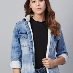 StyleStone Women Blue Solid Denim Jacket-40