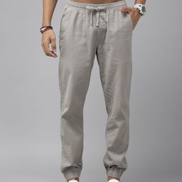 Roadster Men Grey Solid Slim Fit Cotton Joggers-image-45