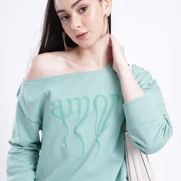 glitchez City Cool Typography Printed Cotton Terry Slant Shoulder Relaxed Fit Sweatshirt-image-87