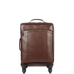 Hidesign Brown Solid Leather Trolley Suitcase-image-42