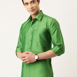 THANGAMAGAN Men Green Regular Fit Solid Casual Shirt-image-87