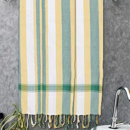 Myntra Elegant Homes 2 Pieces White & Green Striped Cotton 225 GSM Bath Towel-image-42