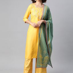 AURELIA Yoke Design Sequinned Kurta with Palazzos & Dupatta-picture-9