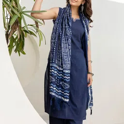 EthniFlair Women Solid Cotton Kurta with Trousers & Dupatta-picture-41