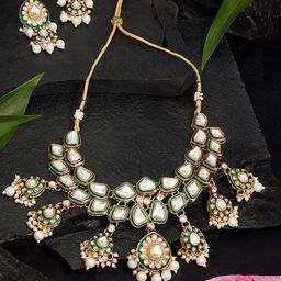 Zaveri Pearls Gold Plated Meenakari Stone Studded & Beaded Jewellery Set-45