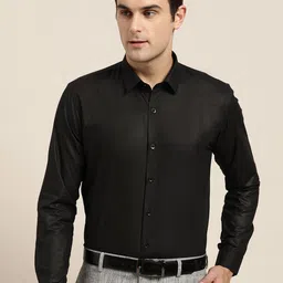 SOJANYA Men Black Classic Regular Fit Solid Formal Shirt-image-96