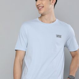 HERE&NOW Men Blue Pure Cotton T-shirt-image-86