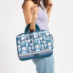 TEAL BY CHUMBAK Unisex Blue & Purple Printed Laptop Sleeve-image-30