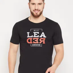 Mast & Harbour Black Typography Printed Pure Cotton T-shirt-picture-36