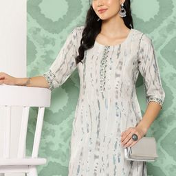 Libas Abstract Printed Sequinned Kurta With Lace Detail-picture-15
