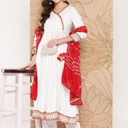 Khushal K Women Striped Angrakha Gotta Patti Kurta with Palazzos & With Dupatta-44