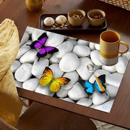 WEAVERS VILLA White & Blue 6 Pieces Printed Table Placemats-26