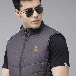 U S Polo Assn Denim Co Men Grey Brand Logo Puffer Jacket-image-36