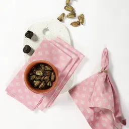 Contrast Living Pink & White 4 Pcs Table Napkin Set-10
