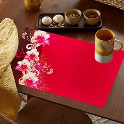 WEAVERS VILLA Red & White 6 Pieces Printed Table Placemats-24