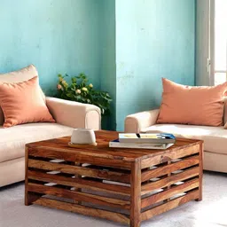 Ikiriya Coffee Brown Square Wood Contemporary Coffee Table-image-68