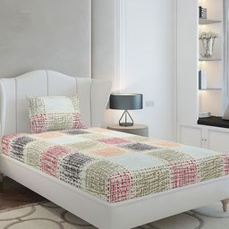 Monte Carlo Blue & Green Printed 130 TC Single Bedsheet Set 2.3 m x 1.6 m-picture-45