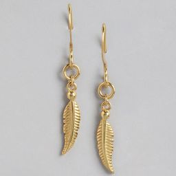 Carlton London Gold-Plated Leaf Shaped Drop Earrings-image-14