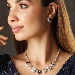 Rubans Rhodium-Plated CZ Stones-Studded Jewellery Set-18