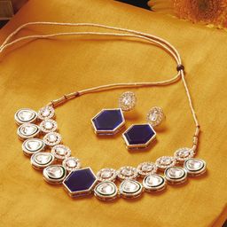 Zaveri Pearls Gold-Plated Stone Studded Jewellery Set-37