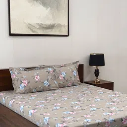 BOMBAY DYEING Florentine Grey Printed Pure Cotton 144 TC Queen Bedsheet Set 2.28 X 2.54 m-27