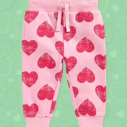 mothercare Girls Pink Hearts Printed Pure Cotton Joggers-image-88