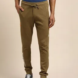 Being Human Men Brown Minimal Print Straight Fit Joggers-image-10
