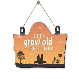 Indigifts Unisex Orange & White Wooden Door Wall Hanging 8x12.5 inches-image-73