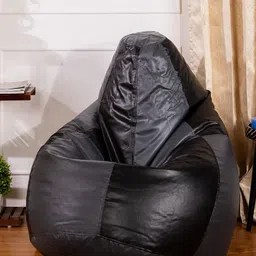 THREADVIBE LIVING Grey & Black Teardrop Bean Bag With Bean-image-92
