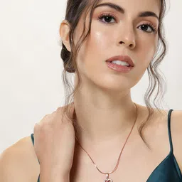 Estele Rose Gold-Plated Heart Shaped CZ Pendant with Chain-31