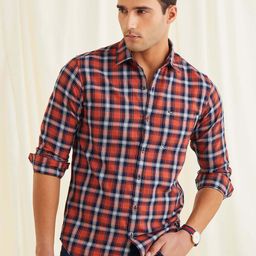Red Flame Men Tartan Checks Opaque Checked Casual Shirt-picture-33