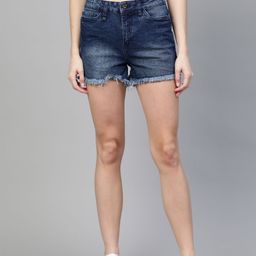 The Roadster Lifestyle Co. Women Frayed Denim Shorts-21