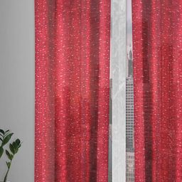 Soumya Red & White Sheer Lightweight Long Door Curtain-image-11