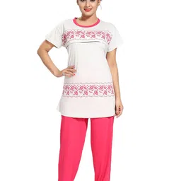 Fabme Floral Printed Pure Cotton Maternity Night Suit-image-24