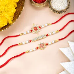 Peora Set Of 3 Rakhi With Greeting Card & Roli Chawal-image-93