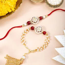 Peora Set Of 2 Rakhi With Greeting Card & Roli Chawal-image-36