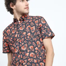 HIGHLANDER Men Slim Fit Floral Opaque Printed Casual Shirt-picture-8