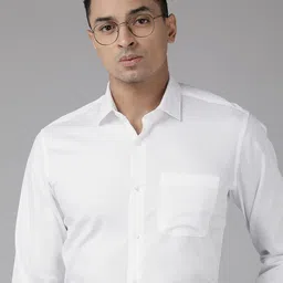 Van Heusen Self Design Custom Fit Pure Cotton Formal Shirt-image-18
