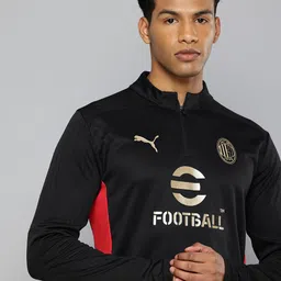 Puma AC Milan Quarter-Zip Typography Printed DryCell Slim Fit Football T-shirt-image-22
