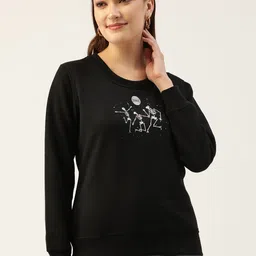 Clovia Women Black Printed Sweatshirt-image-61