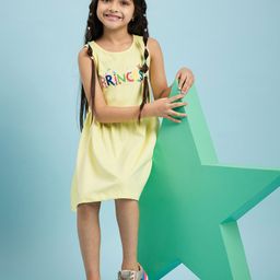 Disney by Wear Your Mind Girls Yellow Printed Cotton Dress-picture-7