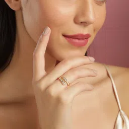 Rubans 18K Gold-Plated & Cubic Zirconia Studded Serpent Adjustable Finger Ring-40