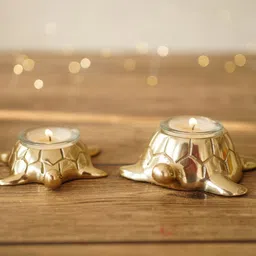 BEHOMA Gold-Toned 2 Pieces Textured Turtle Candle Holder-image-36