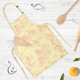 ArtzFolio Kids Cream Colored & Pink Printed Cotton Aprons-24
