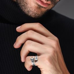 Bold by Priyaasi Men Silver-Plated Adjustable Finger Ring-image-37