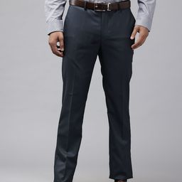 Blackberrys Men Textured Slim Fit Low-Rise Formal Trousers-image-86