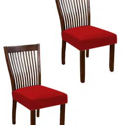 Lazi 2 Pieces Red StretchableDining Chair Seat Covers-picture-20