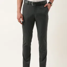 Peter England Men Flat Front Slim Fit Formal Trousers-image-41