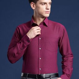Hancock Men Self Design Pure Cotton Slim Fit Formal Shirt-image-21